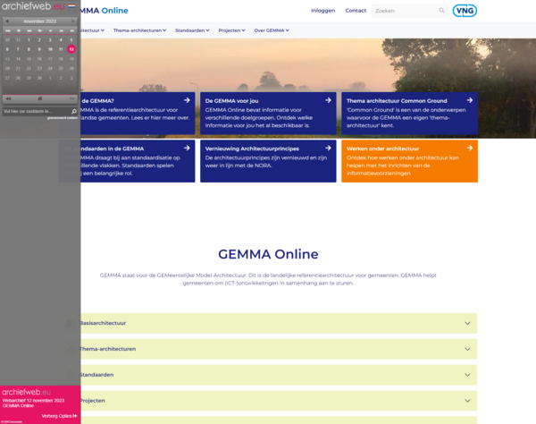 Een voorbeeld van de archief website van GEMMA Online